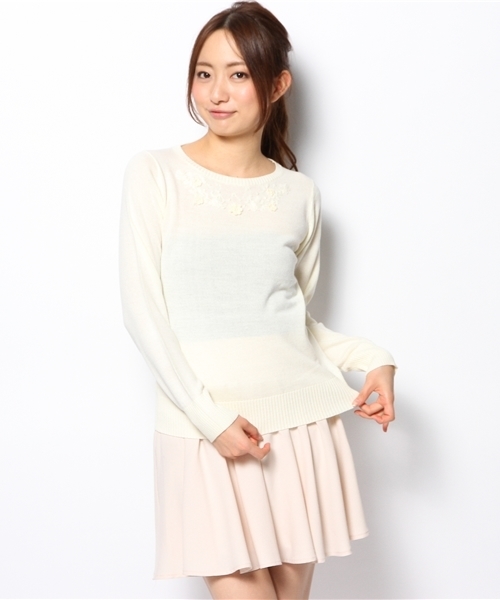 Kastane（カスタネ）の「【Kastane】刺繍クルーPO（ニット/セーター・レディース・サーモンピンク/ブルー/グリーン/アイボリー・FREE）」の16枚目の写真