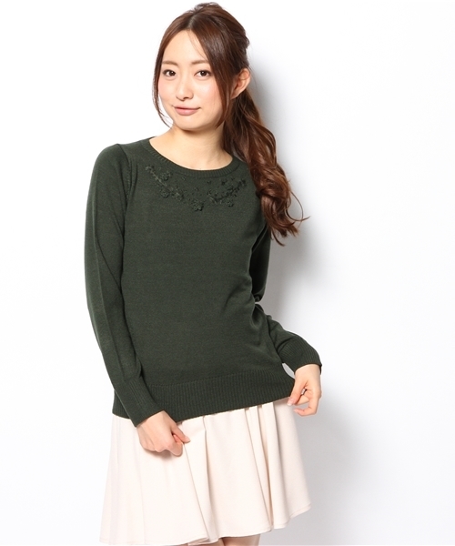 Kastane（カスタネ）の「【Kastane】刺繍クルーPO（ニット/セーター・レディース・サーモンピンク/ブルー/グリーン/アイボリー・FREE）」の9枚目の写真