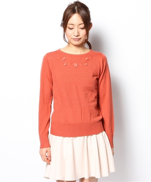 Kastane（カスタネ）の「【Kastane】刺繍クルーPO（ニット/セーター・レディース・サーモンピンク/ブルー/グリーン/アイボリー・FREE）」の13枚目の写真