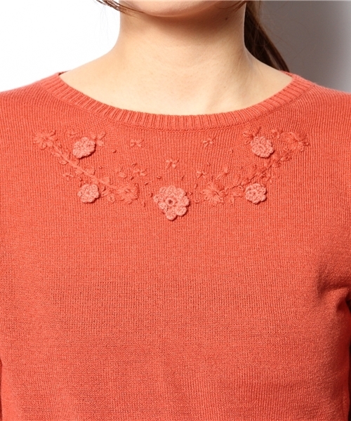 Kastane（カスタネ）の「【Kastane】刺繍クルーPO（ニット/セーター・レディース・サーモンピンク/ブルー/グリーン/アイボリー・FREE）」の10枚目の写真