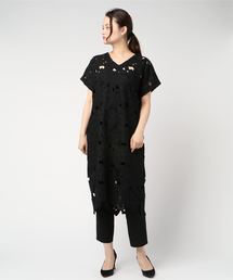 バテンレース両Vネックワンピース