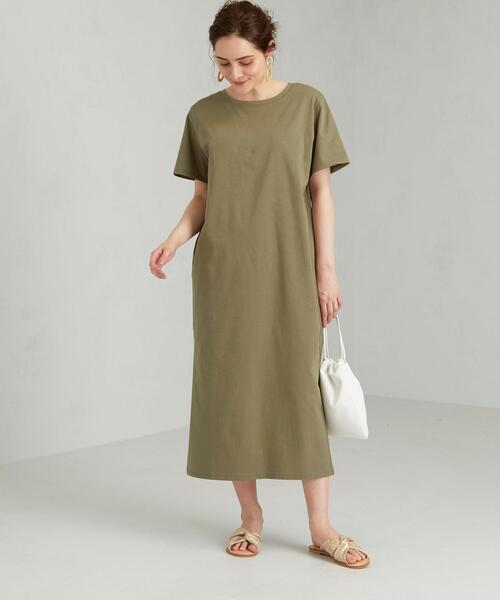 美品【greenlabelrelaxing】2WAY ワンピース セール】襟レース 2WAY 5分袖 ニット ワンピース（ワンピース