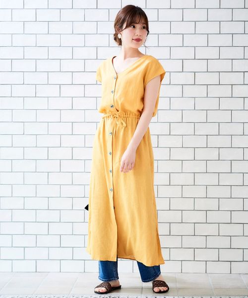 Le Coeur Blanc ルクールブラン の レーヨンリネンフロントボタンフレンチワンピース ワンピース Wear