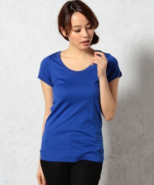 green label relaxing（グリーンレーベルリラクシング）の「GC SUPIMA/C C/N S/SL Tシャツ ◆（Tシャツ/カットソー・レディース・オフホワイト/ネイビー/グレー/ライトピンク/ロイヤルブルー/イエロー・40/38）」の4枚目の写真