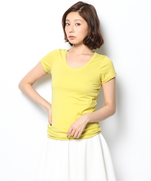 green label relaxing（グリーンレーベルリラクシング）の「GC SUPIMA/C C/N S/SL Tシャツ ◆（Tシャツ/カットソー・レディース・オフホワイト/ネイビー/グレー/ライトピンク/ロイヤルブルー/イエロー・40/38）」の5枚目の写真