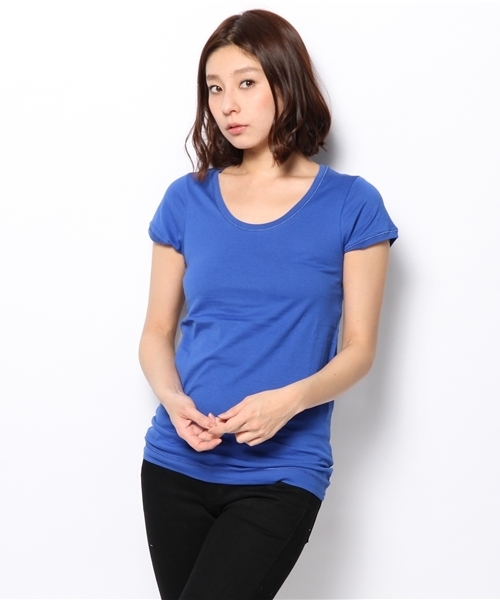 green label relaxing（グリーンレーベルリラクシング）の「GC SUPIMA/C C/N S/SL Tシャツ ◆（Tシャツ/カットソー・レディース・オフホワイト/ネイビー/グレー/ライトピンク/ロイヤルブルー/イエロー・40/38）」の14枚目の写真