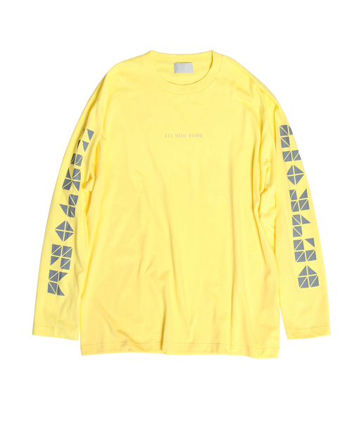 1/F(イチエフ)の「【1/F】プリントロングTシャツ DHH(Tシャツ/カットソー・メンズ・ホワイト/グリーン/イエロー・1/2)」の1枚目の写真