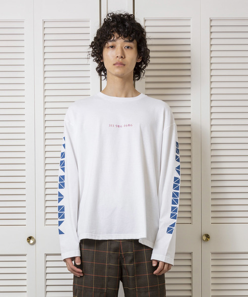 1/F(イチエフ)の「【1/F】プリントロングTシャツ DHH(Tシャツ/カットソー・メンズ・ホワイト/グリーン/イエロー・1/2)」の4枚目の写真