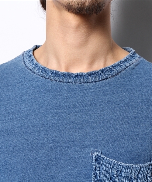 CIAOPANIC（チャオパニック）の「【Ciaopanic】インディゴリブポケT（Tシャツ/カットソー・メンズ・ブルー/インディゴブルー・LARGE/MEDIUM）」の5枚目の写真