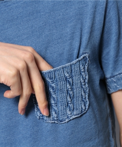 CIAOPANIC（チャオパニック）の「【Ciaopanic】インディゴリブポケT（Tシャツ/カットソー・メンズ・ブルー/インディゴブルー・LARGE/MEDIUM）」の3枚目の写真