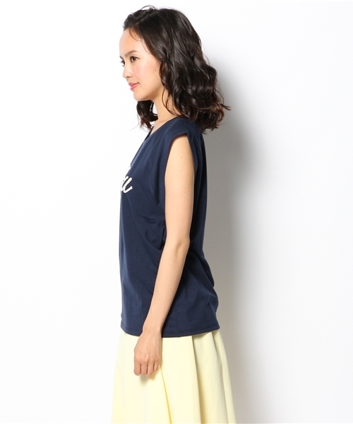 Heather(ヘザー)の「コードシシュウロゴノースリーブ 548710(Tシャツ/カットソー・レディース・アイボリー/レッド/ネイビー・FREE)」の5枚目の写真