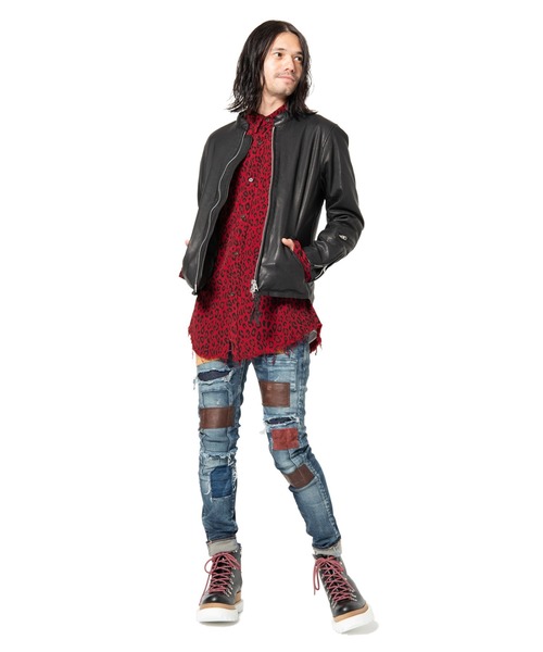 glamb（グラム）の「Shrink single leather riders / シュリンク