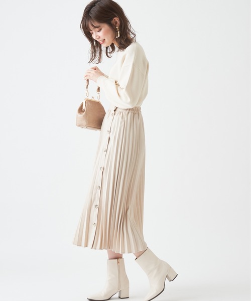 natural couture(ナチュラルクチュール)の「多釦デザインプリーツスカート(スカート・レディース・パープル/ブラウン/アイボリー/その他/ミント・FREE)」の9枚目の写真