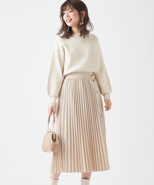 natural couture(ナチュラルクチュール)の「多釦デザインプリーツスカート(スカート・レディース・パープル/ブラウン/アイボリー/その他/ミント・FREE)」の10枚目の写真