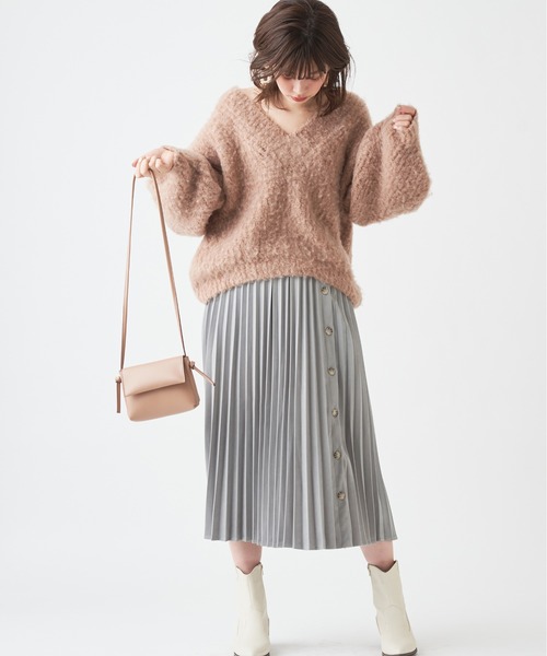 natural couture(ナチュラルクチュール)の「多釦デザインプリーツスカート(スカート・レディース・パープル/ブラウン/アイボリー/その他/ミント・FREE)」の16枚目の写真