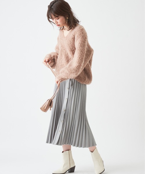 natural couture(ナチュラルクチュール)の「多釦デザインプリーツスカート(スカート・レディース・パープル/ブラウン/アイボリー/その他/ミント・FREE)」の17枚目の写真