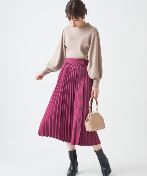 natural couture(ナチュラルクチュール)の「多釦デザインプリーツスカート(スカート・レディース・パープル/ブラウン/アイボリー/その他/ミント・FREE)」の19枚目の写真
