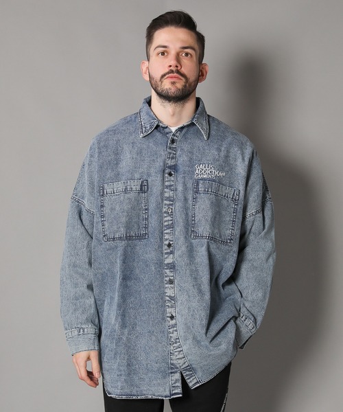 GALLIS ADDICTION（ガリスアディクション）の「GAデニムショルダーロゴモンスターシャツ（シャツ/ブラウス・メンズ・インディゴブルー/ケミカルウォッシュ・FREE）」の2枚目の写真