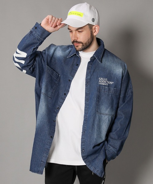 GALLIS ADDICTION（ガリスアディクション）の「GAデニムショルダーロゴモンスターシャツ（シャツ/ブラウス・メンズ・インディゴブルー/ケミカルウォッシュ・FREE）」の3枚目の写真
