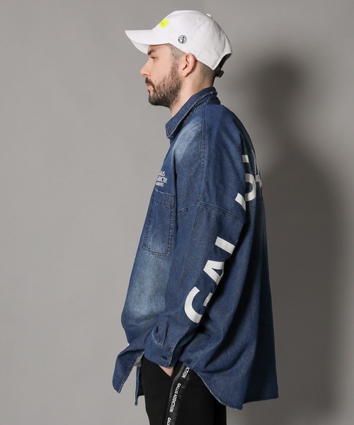 GALLIS ADDICTION（ガリスアディクション）の「GAデニムショルダーロゴモンスターシャツ（シャツ/ブラウス・メンズ・インディゴブルー/ケミカルウォッシュ・FREE）」の4枚目の写真