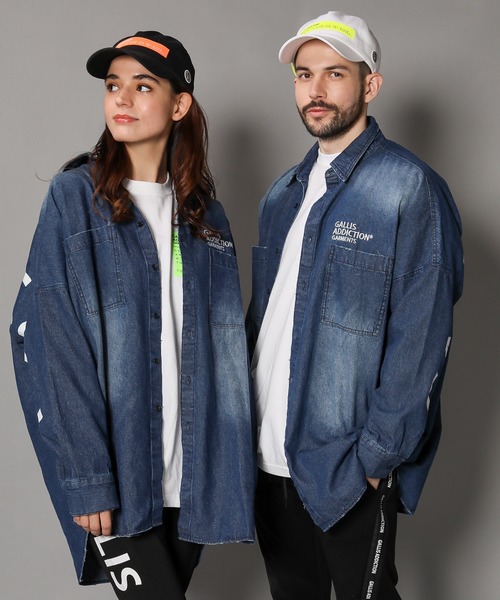 GALLIS ADDICTION（ガリスアディクション）の「GAデニムショルダーロゴモンスターシャツ（シャツ/ブラウス・メンズ・インディゴブルー/ケミカルウォッシュ・FREE）」の14枚目の写真