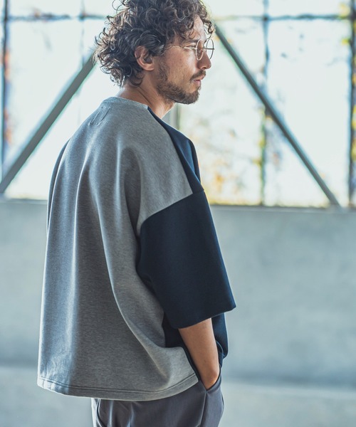 ANGENEHM（アンゲネーム）の「mt6355-Cardboard Knit Switch Big Cut sew カットソー(MADE IN JAPAN)（Tシャツ/カットソー・メンズ・ホワイト/ネイビー・M/L）」の2枚目の写真