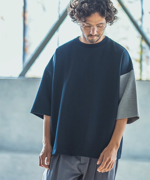 ANGENEHM（アンゲネーム）の「mt6355-Cardboard Knit Switch Big Cut sew カットソー(MADE IN JAPAN)（Tシャツ/カットソー・メンズ・ホワイト/ネイビー・M/L）」の14枚目の写真