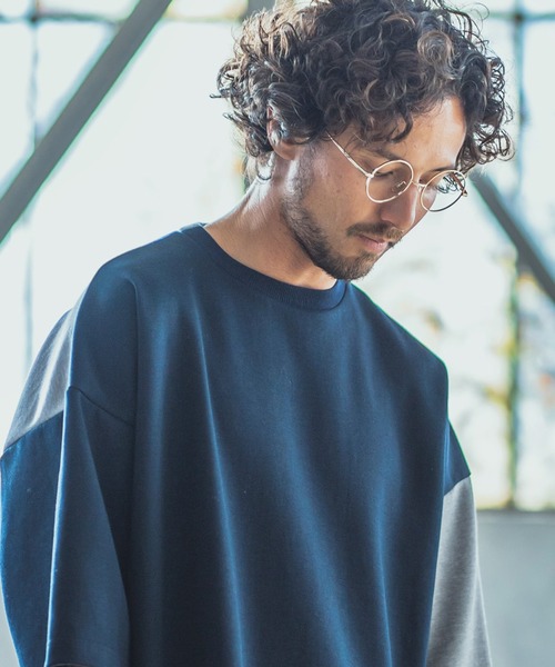ANGENEHM（アンゲネーム）の「mt6355-Cardboard Knit Switch Big Cut sew カットソー(MADE IN JAPAN)（Tシャツ/カットソー・メンズ・ホワイト/ネイビー・M/L）」の6枚目の写真