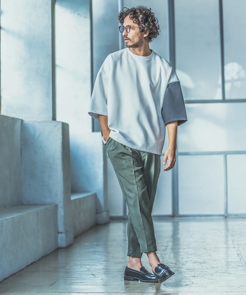 ANGENEHM（アンゲネーム）の「mt6355-Cardboard Knit Switch Big Cut sew カットソー(MADE IN JAPAN)（Tシャツ/カットソー・メンズ・ホワイト/ネイビー・M/L）」の4枚目の写真