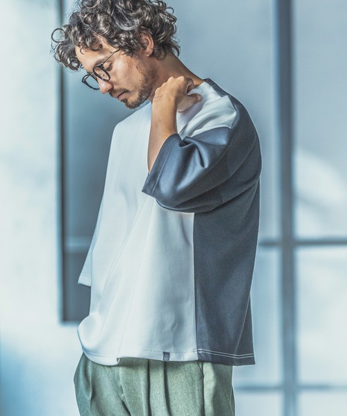 ANGENEHM（アンゲネーム）の「mt6355-Cardboard Knit Switch Big Cut sew カットソー(MADE IN JAPAN)（Tシャツ/カットソー・メンズ・ホワイト/ネイビー・M/L）」の18枚目の写真