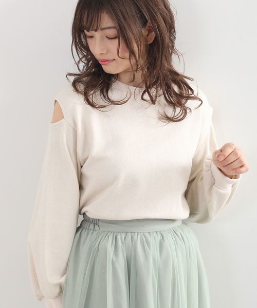 MAJESTIC LEGON（マジェスティックレゴン）の「デザインラメスウェット（スウェット・レディース・ベージュ/ピンク/ミント/モカ・MEDIUM）」の22枚目の写真