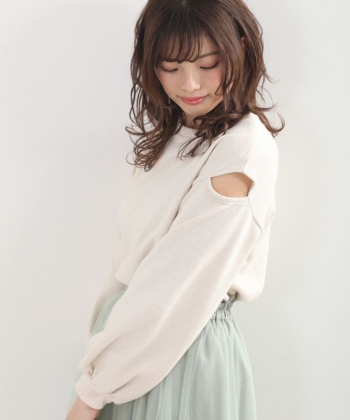 MAJESTIC LEGON（マジェスティックレゴン）の「デザインラメスウェット（スウェット・レディース・ベージュ/ピンク/ミント/モカ・MEDIUM）」の21枚目の写真