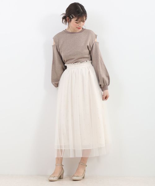 MAJESTIC LEGON（マジェスティックレゴン）の「デザインラメスウェット（スウェット・レディース・ベージュ/ピンク/ミント/モカ・MEDIUM）」の17枚目の写真