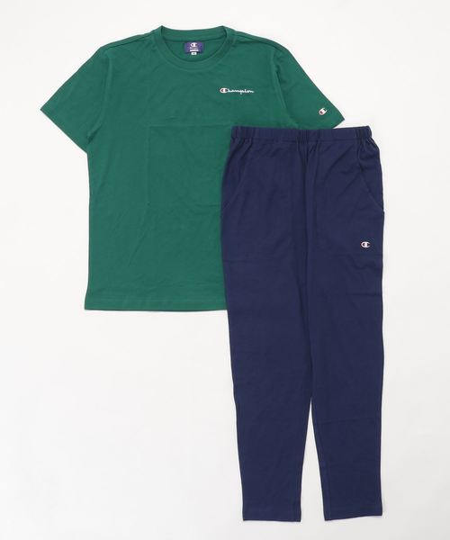 セール ルームウェア 半袖長パンツ天竺 ルームウェア パジャマ Champion チャンピオン のファッション メンズルームウェア セットアップ Champion