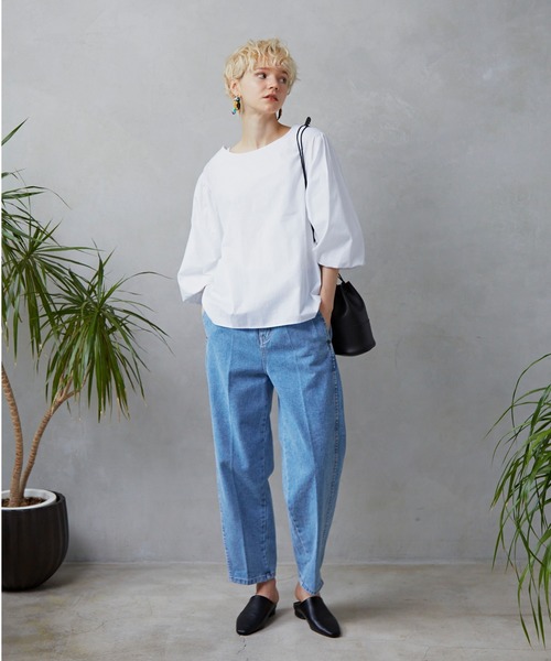 Libra Cue（リブラ キュー）の「Libra ハイウエストテーパードデニム（デニムパンツ・レディース・ライトブルー・MEDIUM/LARGE）」の15枚目の写真