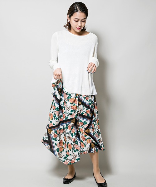 MILLION CARATS（ミリオンカラッツ）の「ジョーゼットフラワーパネルスカート（スカート・レディース・ベージュ/パープル/サックスブルー・FREE）」の8枚目の写真