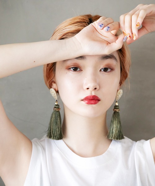 BOEMY（ボエミー）の「ヴィンテージ調 ドロップビーズ タッセルピアス / イヤリング（ピアス（両耳用）・レディース・ブラウン/カーキ/アイボリー/B/A/C・FREE）」の9枚目の写真