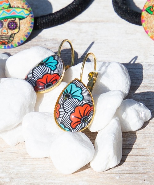 チャイハネ（チャイハネ）の「【チャイハネ】アフリカン柄ガラスドロップピアス（ピアス（両耳用）・レディース・その他1/その他2/その他3/その他4/その他5/その他7/その他8/その他6・FREE）」の4枚目の写真