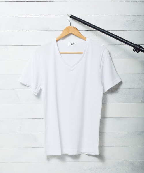 B.I.D.(ビーアイディー)の「サーマル半袖VネックTシャツ(Tシャツ/カットソー・レディース・ホワイト/ブラック/ネイビー/グレー/カーキ/サックスブルー/ピンク・MEDIUM/X-LARGE/LARGE)」の2枚目の写真