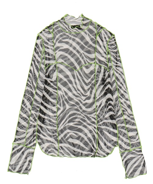 Candy Stripper（キャンディストリッパー）の「CANDY SHEER トップス（Tシャツ/カットソー・レディース・レオパード/ゼブラ/オレンジ/ブラック・2）」の4枚目の写真