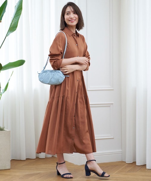 セール Anayi アナイ のファッション ワンピース をセール価格で購入できます Anayi ワンピース ワンピース Anayi アナイ のワンピース キュプラツイルギャザーシャツ ワンピース ドレス キュプラツイルギャザーシャツ 新品 在庫有り