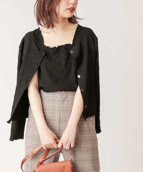 natural couture(ナチュラルクチュール)の「着回しぽこぽこアンサンブル(アンサンブル・レディース・ブラック/イエロー/モカ/アイボリー・FREE)」の2枚目の写真