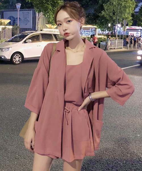 Girly Doll（ガーリードール）の「スプリング・サマージャケット・キャミ・パンツ3点セットアップ（セットアップ・レディース・ブラック/グレー/ベージュ/カーキ/ブルー/ピンク/モカ・A/B）」の21枚目の写真