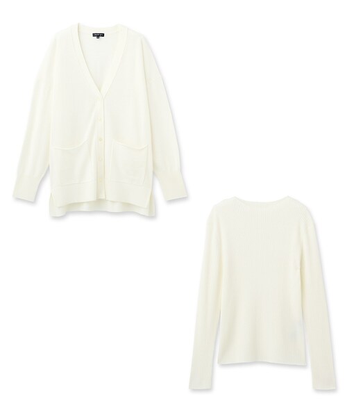 INDIVI（インディヴィ）の「ハイゲージカーディガ+リブ編みインナー アンサンブル（アンサンブル・レディース・ブラック/ベージュ・38）」の3枚目の写真