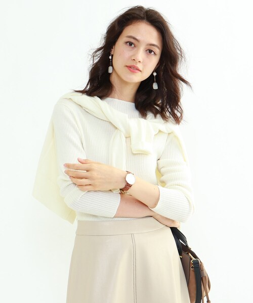 INDIVI（インディヴィ）の「ハイゲージカーディガ+リブ編みインナー アンサンブル（アンサンブル・レディース・ブラック/ベージュ・38）」の18枚目の写真