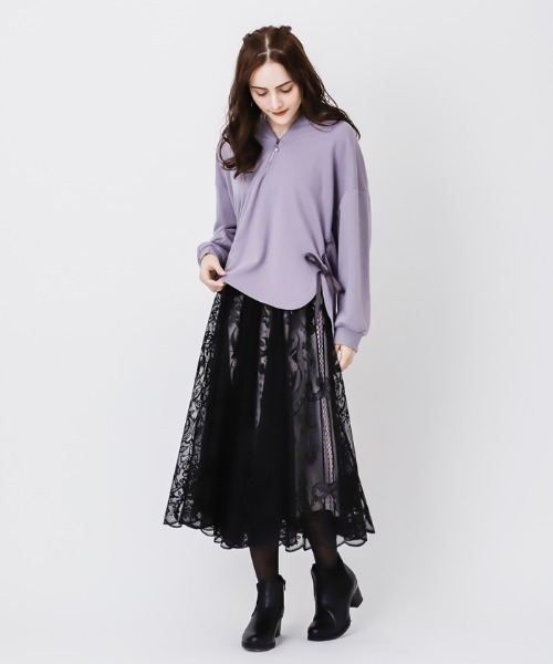 axes femme(アクシーズファム)の「レースサーキュラーミディSK(スカート・レディース・グリーン/サックスブルー/ブラック・MEDIUM)」の2枚目の写真