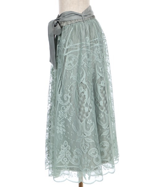 axes femme(アクシーズファム)の「レースサーキュラーミディSK(スカート・レディース・グリーン/サックスブルー/ブラック・MEDIUM)」の8枚目の写真