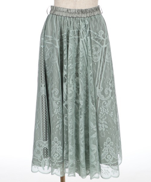 axes femme(アクシーズファム)の「レースサーキュラーミディSK(スカート・レディース・グリーン/サックスブルー/ブラック・MEDIUM)」の5枚目の写真