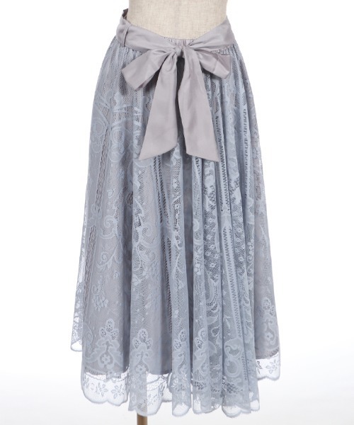 axes femme(アクシーズファム)の「レースサーキュラーミディSK(スカート・レディース・グリーン/サックスブルー/ブラック・MEDIUM)」の9枚目の写真