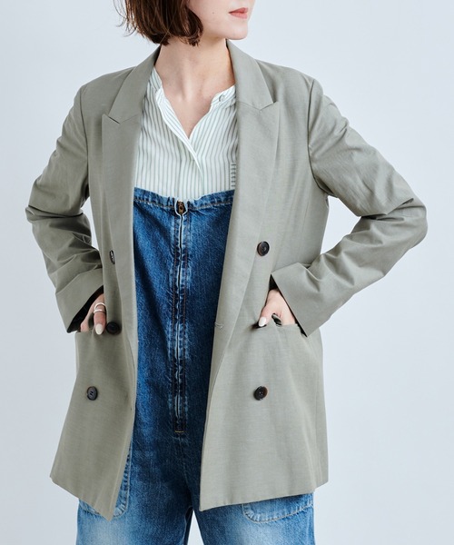 Munich（ミューニック）の「【Munich／ミューニック】double brested jacket（テーラードジャケット・レディース・オフホワイト/カーキ・SMALL）」の2枚目の写真